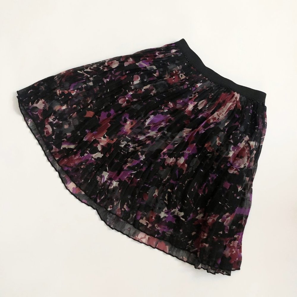 Floral Vintage Style Pleated Mesh Chiffon Skirt